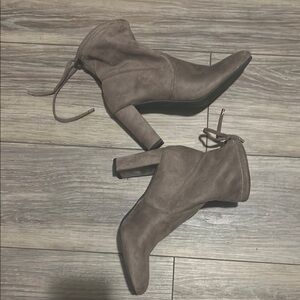 New Directions Brown Ankle Booties with Suede Finish
